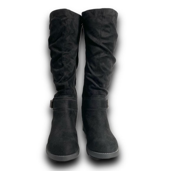 Unr8ted, Darius, Black Knee High Boot, Wide Calf, Round Toe, Buckle, Size 7.5 W - Picture 7 of 15